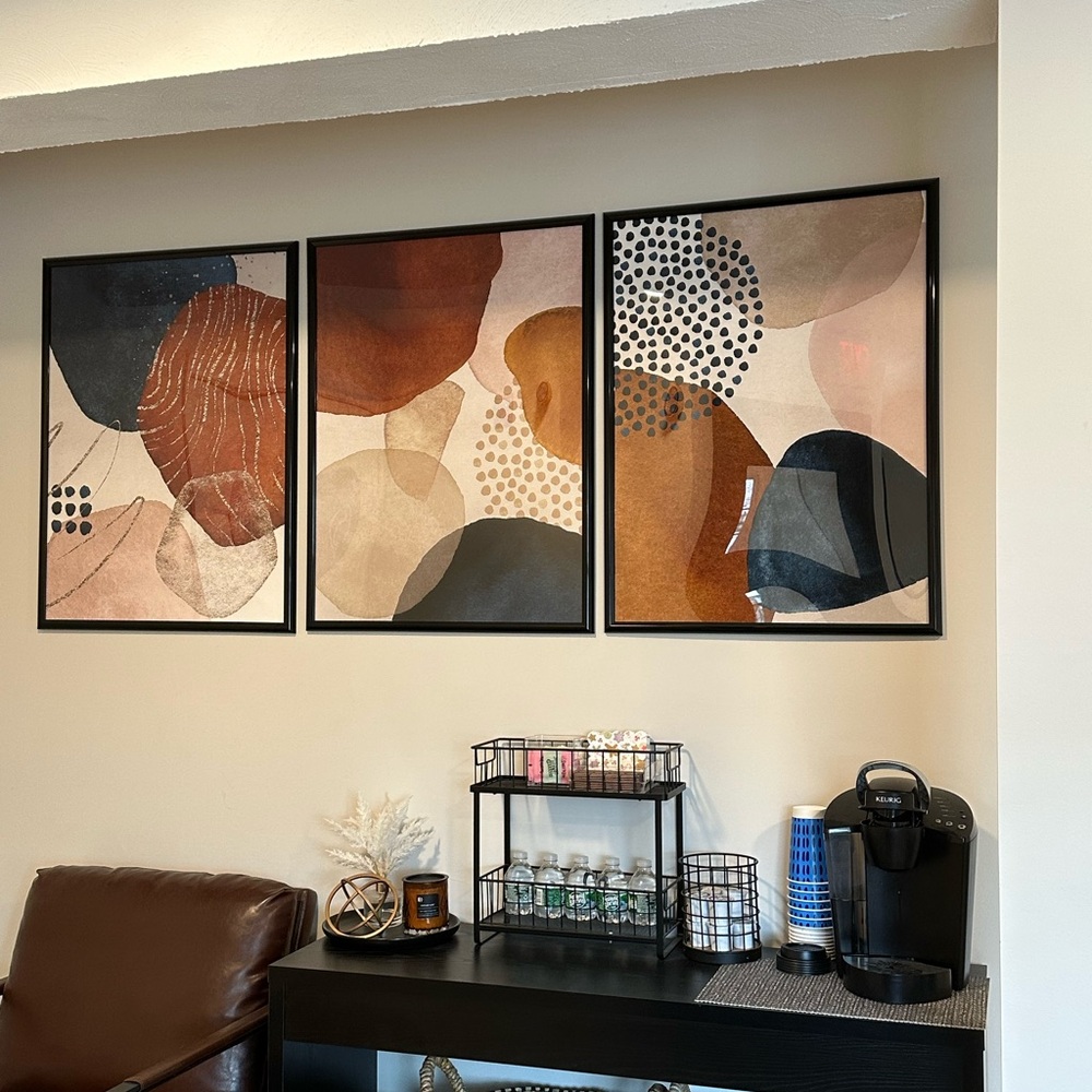 Abstract Art Print Set in Black Frames